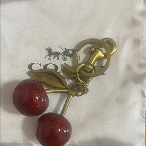 Coach Glitter Cherry Key Charm in Red and Gold
